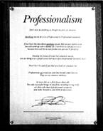 Plaque, 'Professionalism' by L. Ron Hubbard